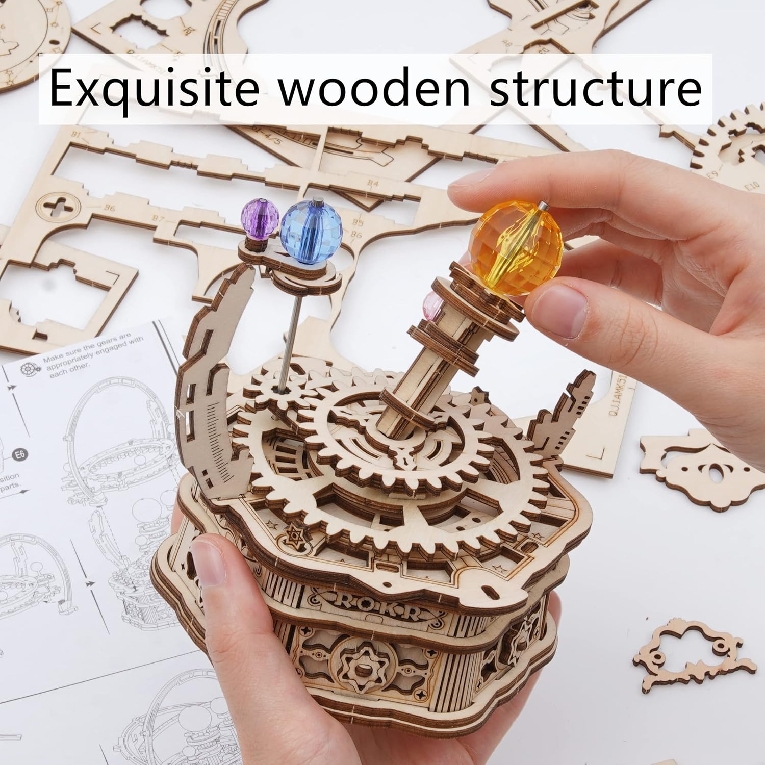 ROKR 3D Wooden Puzzles Model Building Kits Mechanical Music Box Kits Creative Gift for Kids on Birthday/Christmas Day