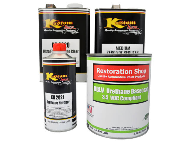 Electric Blue Metallic Low VOC Urethane Basecoat/Premium Clearcoat Car Auto Paint Complete Medium Gallon Kit