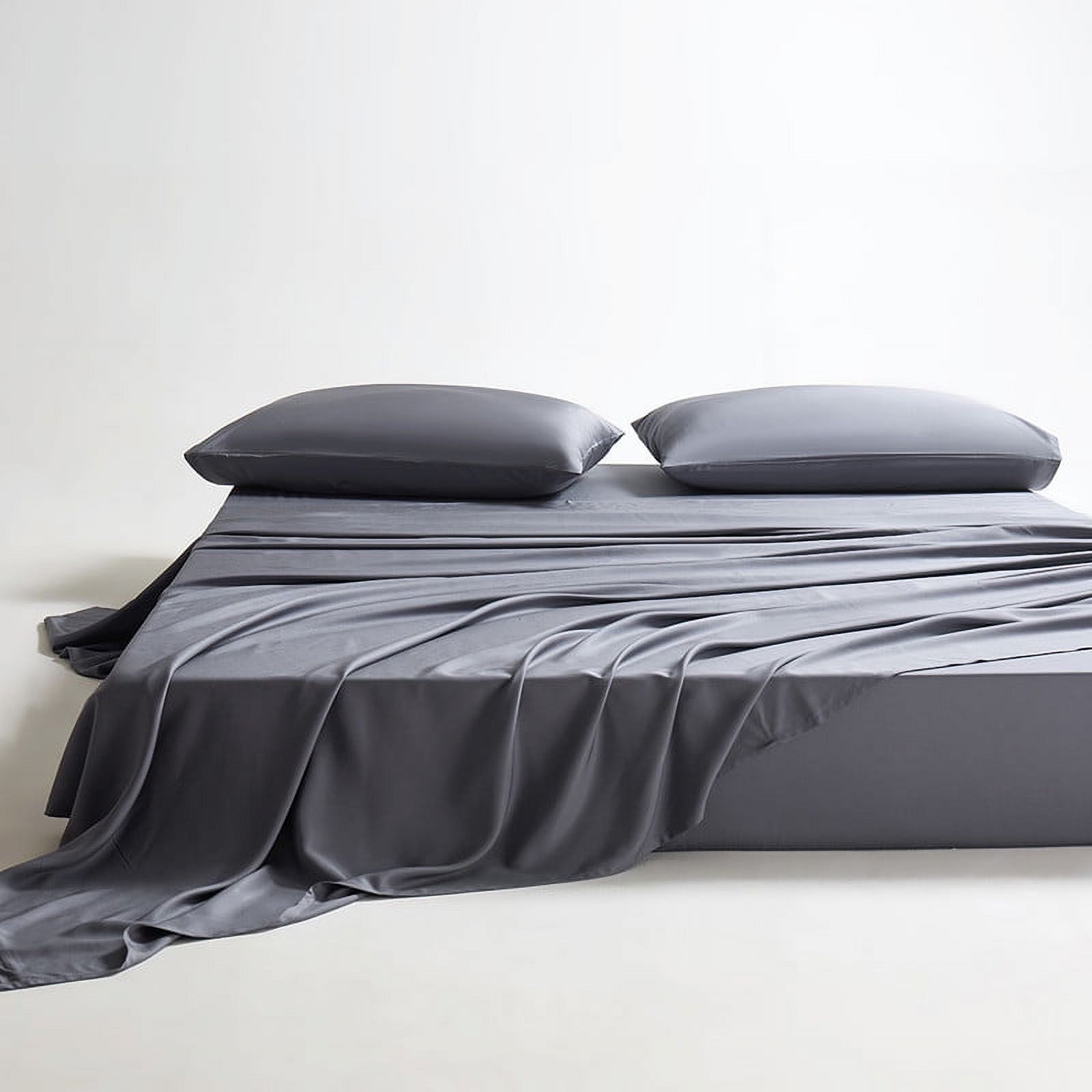 100% Organic Bamboo Sheets Queen Set 4 pcs - Luxury Soft with 18 Inch Deep Pocket - Ultra Breathable Cooling Sheets for Hot Sleepers - Queen Bed Sheets（Bark Grey)
