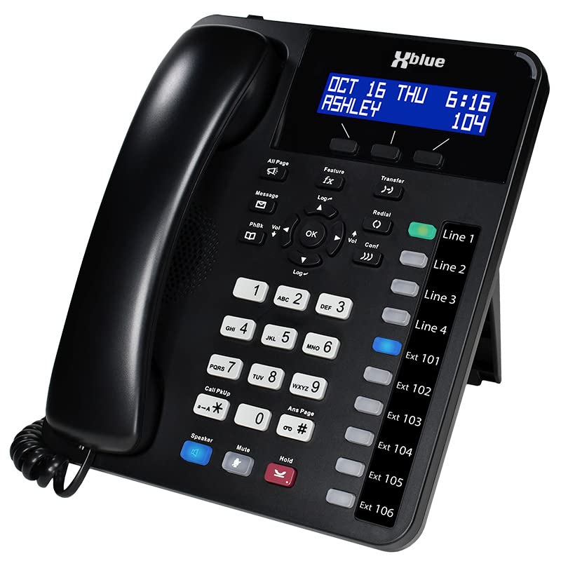 XBLUE X16 Plus Small Business Phone System Bundle with (4) XD10 Digital Phones - Capacity is (6) Outside Line & (16) Digital Phones - Includes Auto Attendant, Voicemail, Caller ID, Paging & Intercom