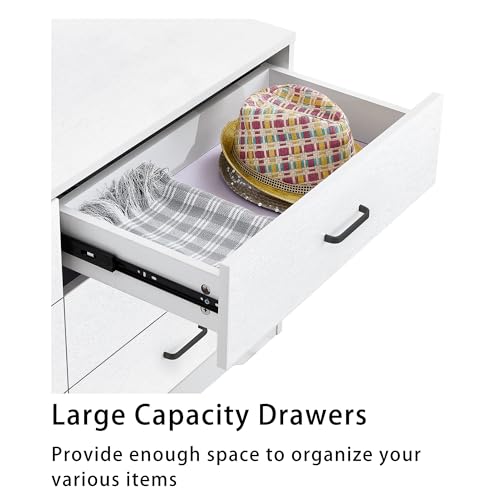 6 Drawer Dresser for Bedroom,Wooden Wide Chest of 6 Drawers, Modern Storage Chest Organizer with Metal Handles for Living Room Bedroom Hallway Entryway Nursery