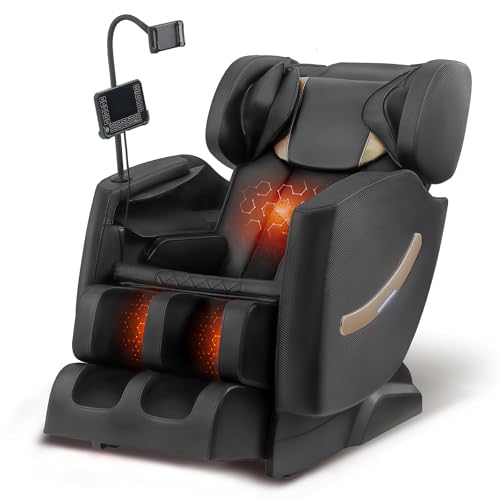 Luxury Zero Gravity Full-Body Massage Chair with Heating, Bluetooth Audio, and Foot Rollers - Home Relaxation Recliner (Velvet Black)
