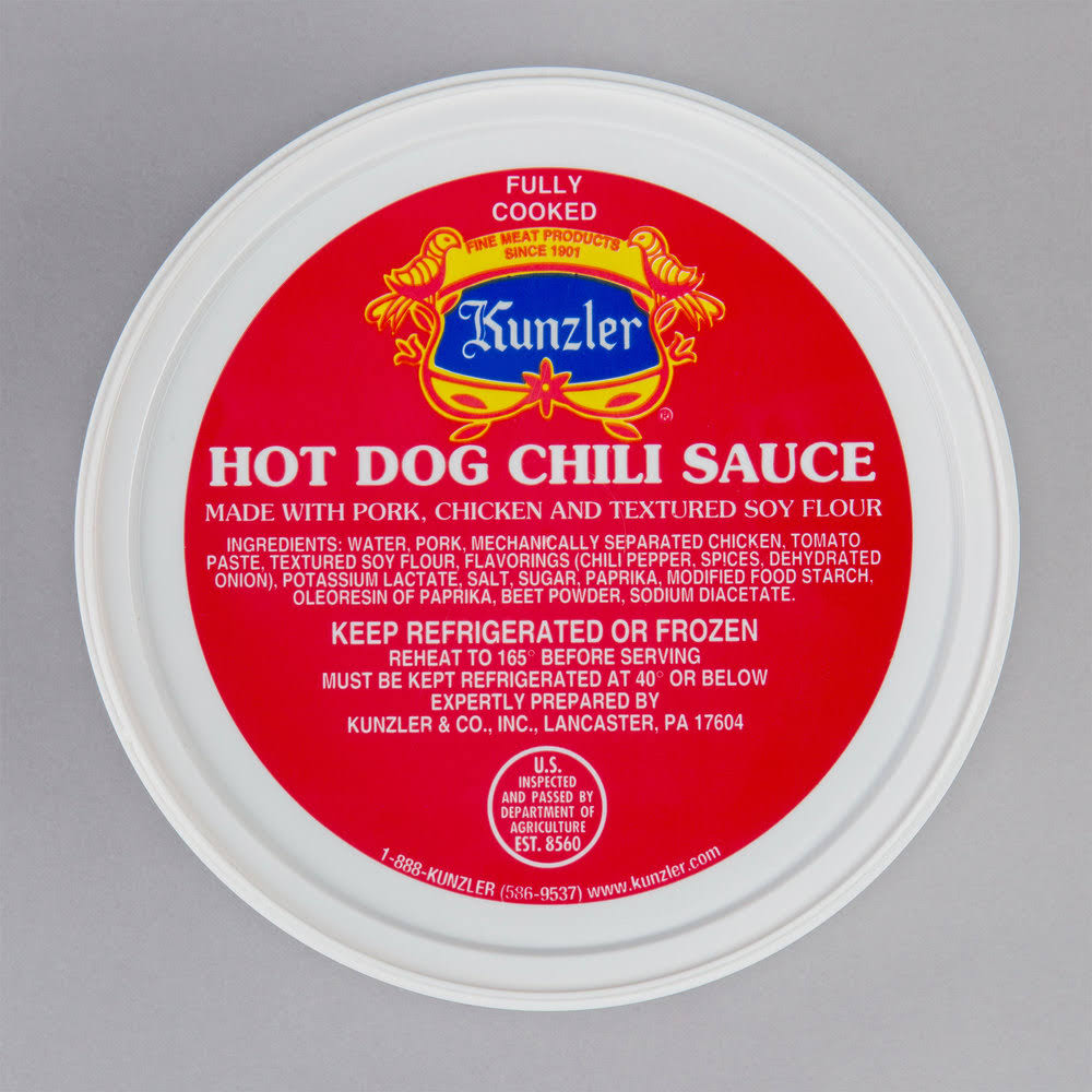Kunzler 3 lb. Hot Dog Chili Sauce - 4/Case