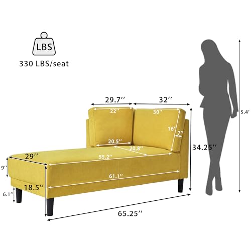 65" Modern Chaise Lounge Sofa Chair, Sleeper Sofa, Upholstered Indoor Chaise Lounge, Corner Sofa Couch, Sofa Bed Leisure Sofa Recliner for Bedroom, Living Room, Office & Apartment, Grey