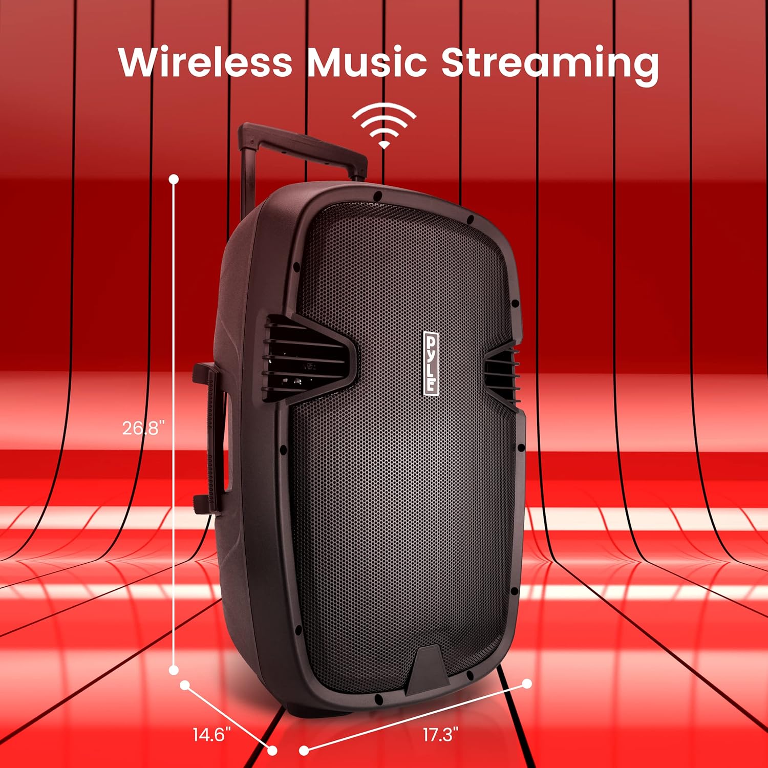 Pyle 1600 Watt, 15" Bluetooth PA Speaker-Indoor/Outdoor Portable Sound System with (2) UHF Wireless Microphones Rechargeable Battery, Audio Recording, USB/SD Readers, FM Radio (PPHP1535WMU),Black