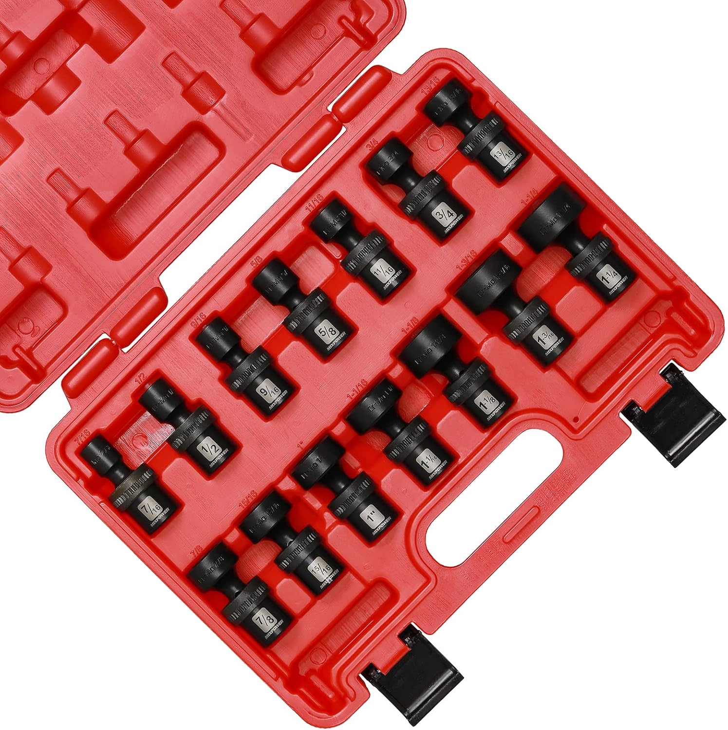 MIXPOWER 10-piece 3/8" Drive Shallow Universal Impact Socket Set, Metric,10-19mm, Swivel Socket with Flexible Wobble, CR-MO