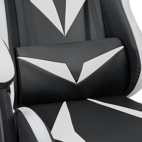 HOFFREE Gaming Chair Massage with Bluetooth Speakers and Led Lights Ergonomic Computer Gaming Chair with Footrest RGB Video Game Chair with High Back Lumbar Support Blue and Black