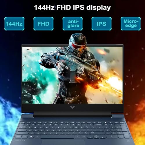 HP Victus 15.6 i5 Gaming Laptop, 15.6 FHD 1920*1080 144Hz, Intel Core i5-12450H, NVIDIA GeForce RTX 3050, 16GB RAM, 1TB SSD, Backlit KB, Touchpad, SD Card Reader, Webcam, HDMI, Wi-Fi 6, W11 H, Blue