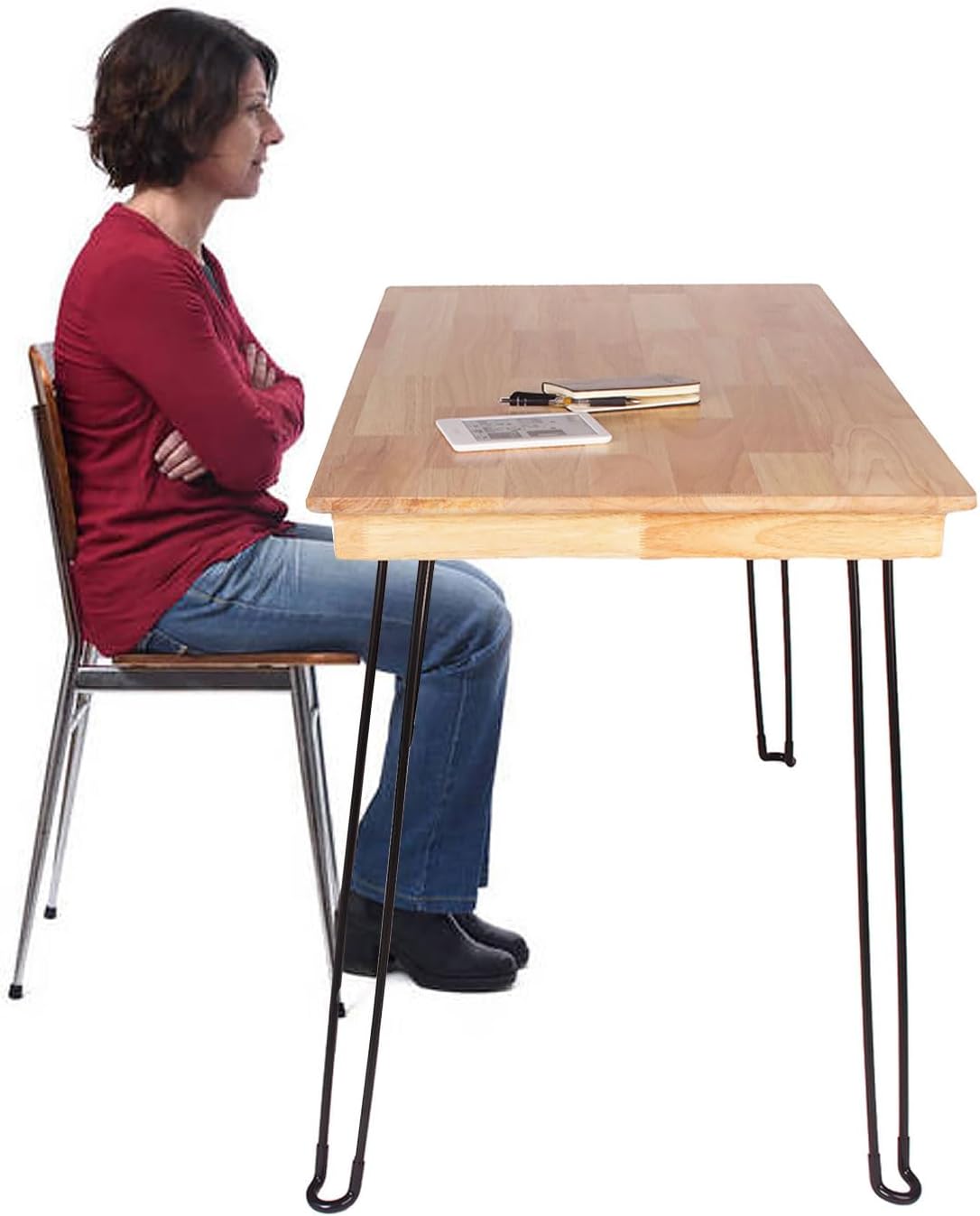 Wooden Folding Table Portable Folding Wood Desk 43in Fold-Down Workbench No Assembly Required for Home Office Writing Reading Desk Puzzle Table Small Computer Desk