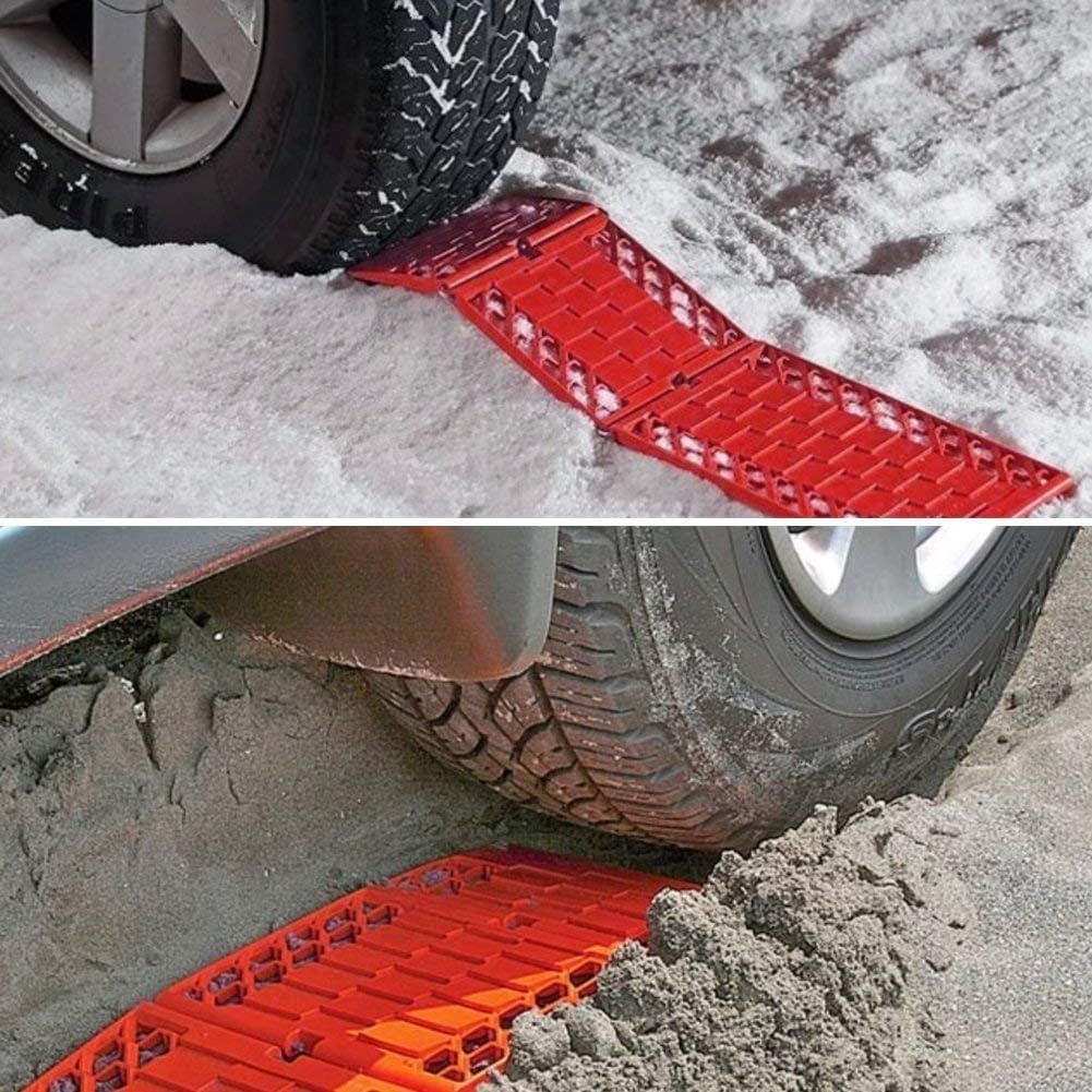 ZWANG All-Weather Foldable Auto Traction Mat Tire Grip Aid, Car Escape Mat, Non-Slip Mat, Ideal to Unstuck Your Car from Snow, Ice, Mud, and Sand (2-Pack) Pack of 2