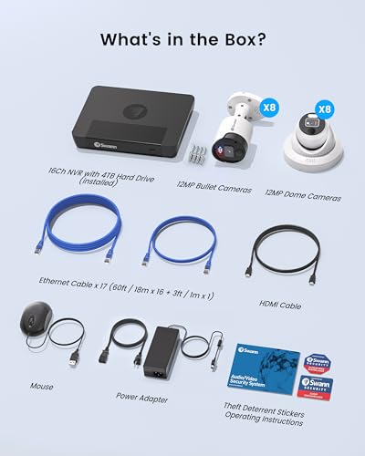 Swann 4K Security Camera System, 8 Channel 8 Cam, DVR with 2TB for 24/7 Home Surveillance, Indoor/Outdoor Wired 8MP Bullet Cameras, Color Night Vision, IP66,True Detect, Spotlights & Sirens