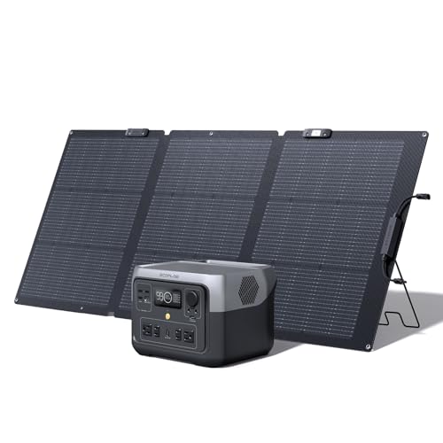 EF ECOFLOW Portable Power Station RIVER 2 Max 500, 499Wh LiFePO4 Battery/ 1 Hour Fast Charging, Up To 1000W Output Solar Generator (Solar Panel Optional) for Outdoor Camping/RVs/Home Use