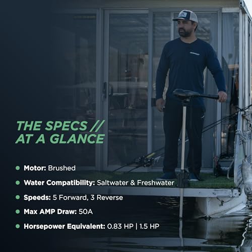 Newport Vessels Newport Pontoon-Series 55lb Thrust Saltwater Electric Pontoon Trolling Motor with Deck Mount Bracket & 55" Shaft