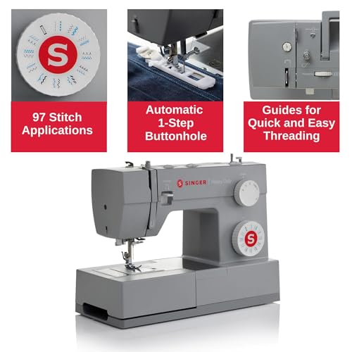 SINGER Heavy Duty 4423 High Speed Sewing Machine with Accessory Kit | Strong Motor With Enhanced Piercing Power, 97 Stitch Applications, Full Metal frame, 1-step Buttonhole & LED Light