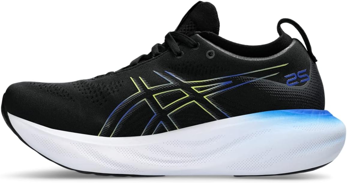 ASICS Men's Gel-Nimbus 25 Running Shoes, 10, Black/Glow Yellow