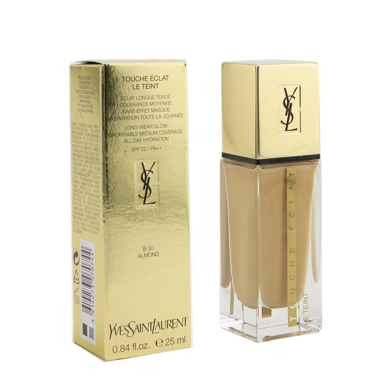 Yves Saint Laurent Touche Eclat Le Teint Long Wear Glow Foundation SPF22 - # B50 Honey  25ml/0.84oz