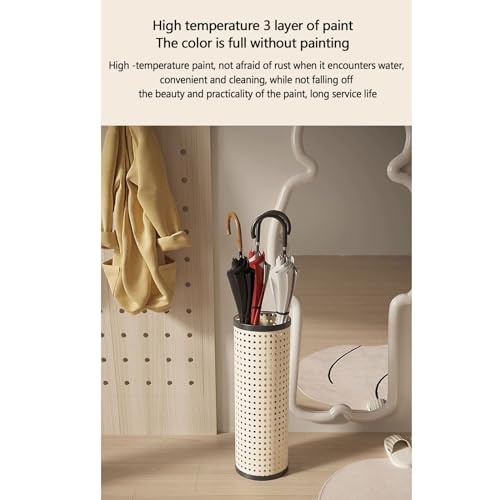 Entryway Creamy Umbrella Rack, Imitation Rattan Umbrella Barrel Household Umbrella Storage Rack for Home, Office, Hotel Freestanding Umbrella Rack Storage,A