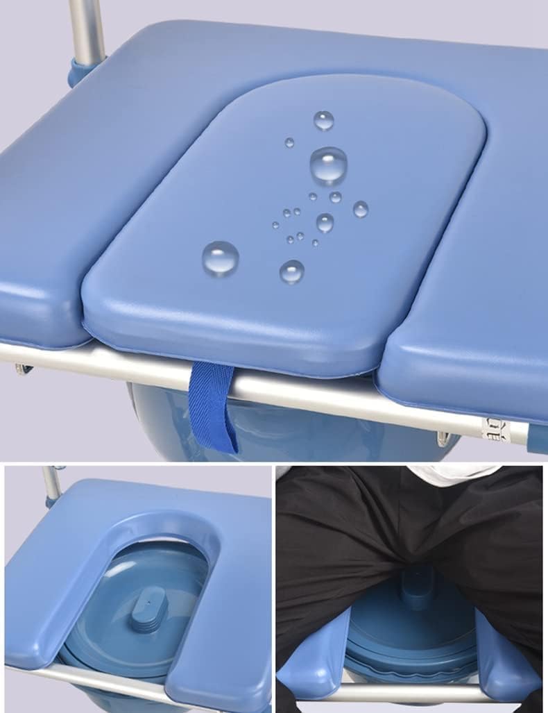 uyoyous Shower Commode Chair with Wheels Multi-Functional Rolling Shower Wheelchair with Soft Padded Waterproof Mobile Over Toilet Chair with 250 lbs Weight Capacity for Disable Injured