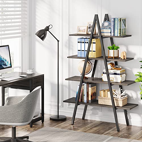 Tribesigns 4-Tier Bookshelf, A-Shaped Bookcase 4 Shelves Industrial Ladder Shelf Open Display Shelves Book Storage Organizer for Living Room, Home Office