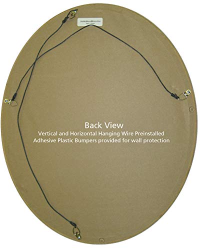 Oval Beveled Wall Mirror for Home Decor - Florence Style - Linen White - 20x24 Outside Dimensions