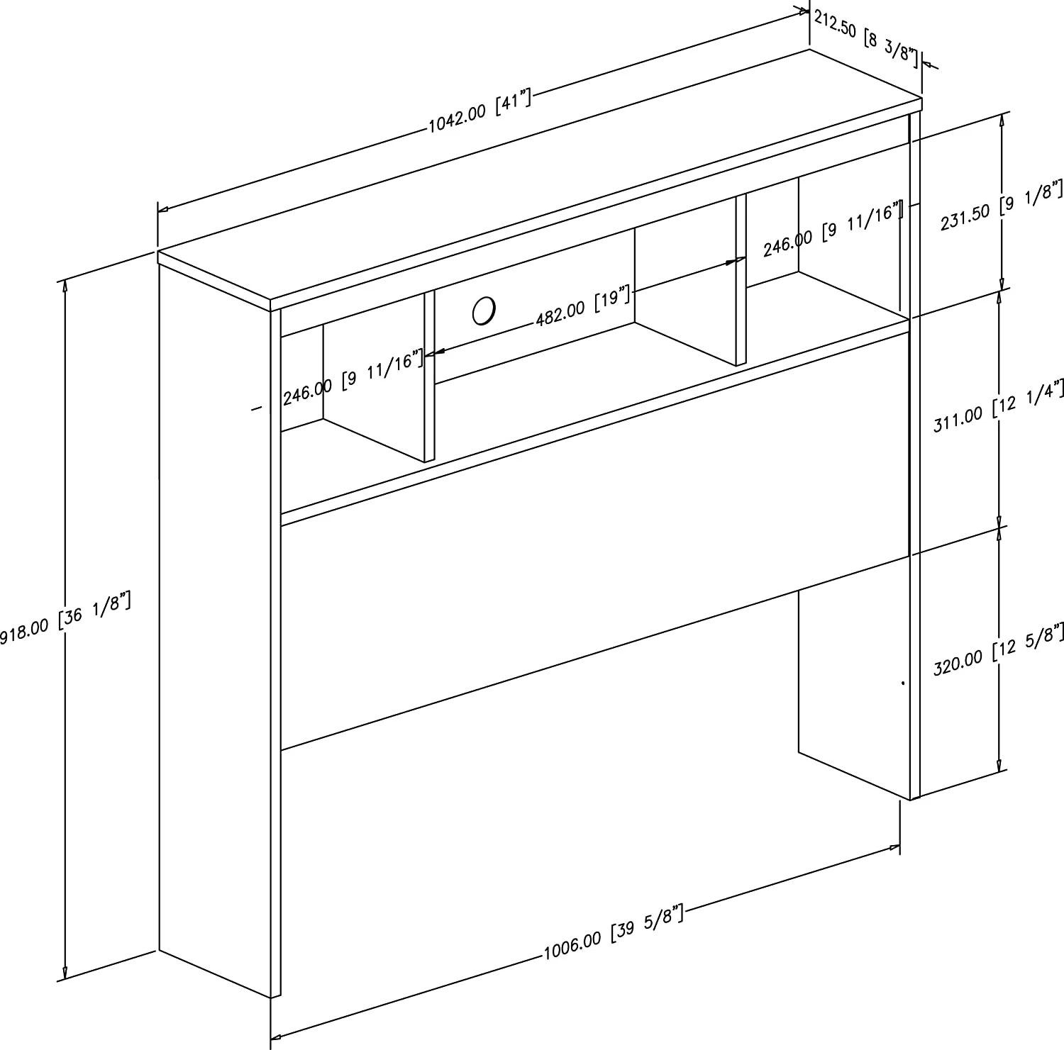 Bookcase Headboard, Pure Black, Full