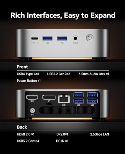 ACEMAGICIAN Mini Gaming PC AMD Ryzen 7 6800H Mini PC 16GB DDR5 512GB SSD Mini Computers (8C/16T, up to 4.7GHz), 4K Triple Display Mini Desktop Computers 3.2 Type-C/LAN 2.5G/BT5.2/WiFi 6/Dual Channel