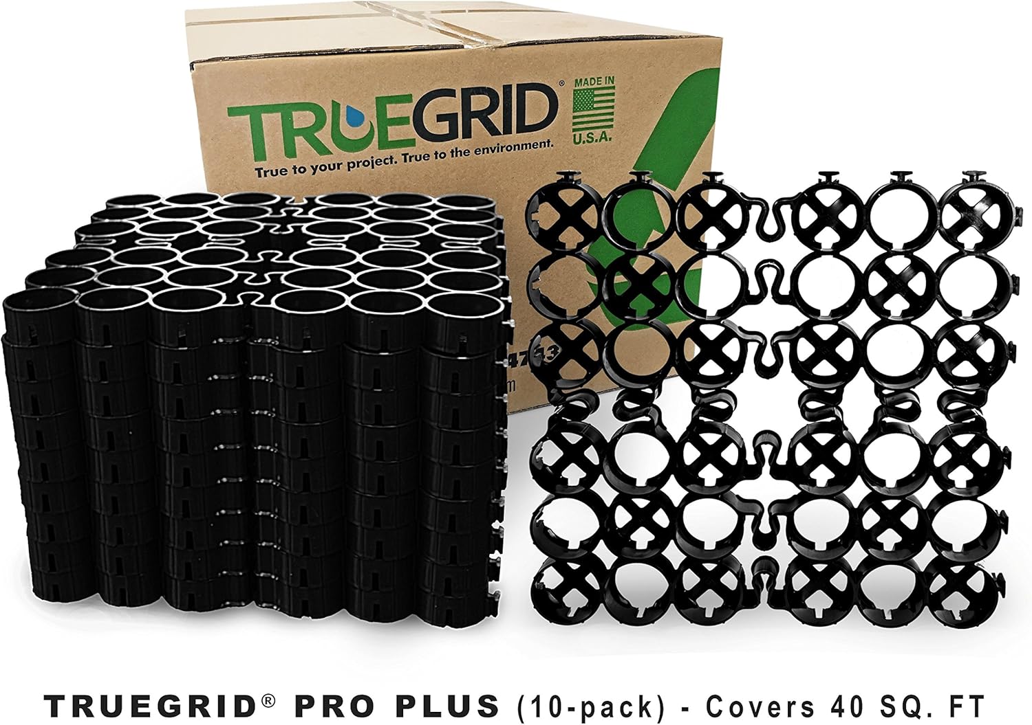 TRUEGRID PRO Plus (1.8" Depth) Permeable Pavers, 250,000+ lb Load Class, Roads, Parking Lots, Stables (10-Pack, 40 SQFT)