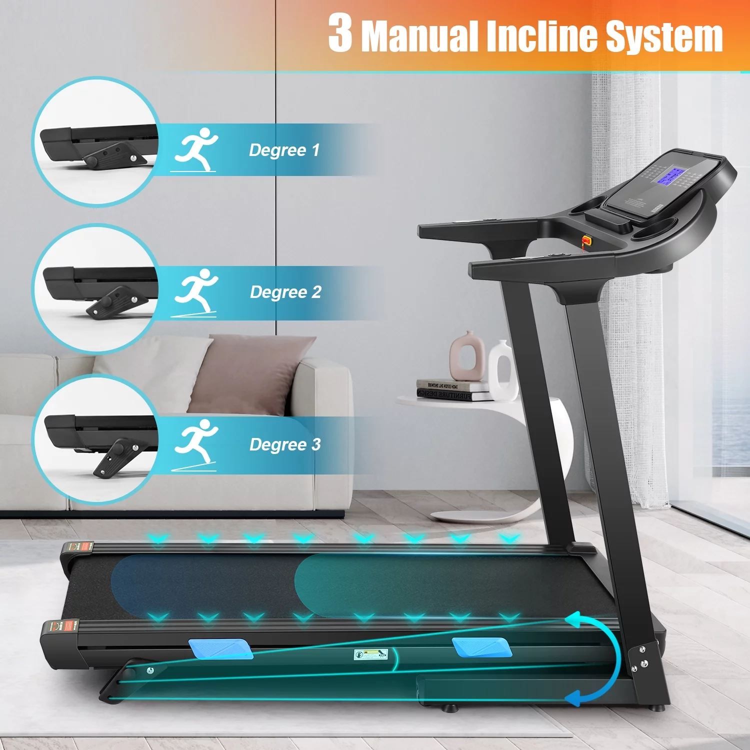 Treadmill 300 lb Capacity with Inclines, 3.25HP Brushless Motor, 18 Inch Wide Foldable Treadmill with APP & Bluetooth Speakers, LCD Display, Walking Running Machine for Home Office with 36 Programs