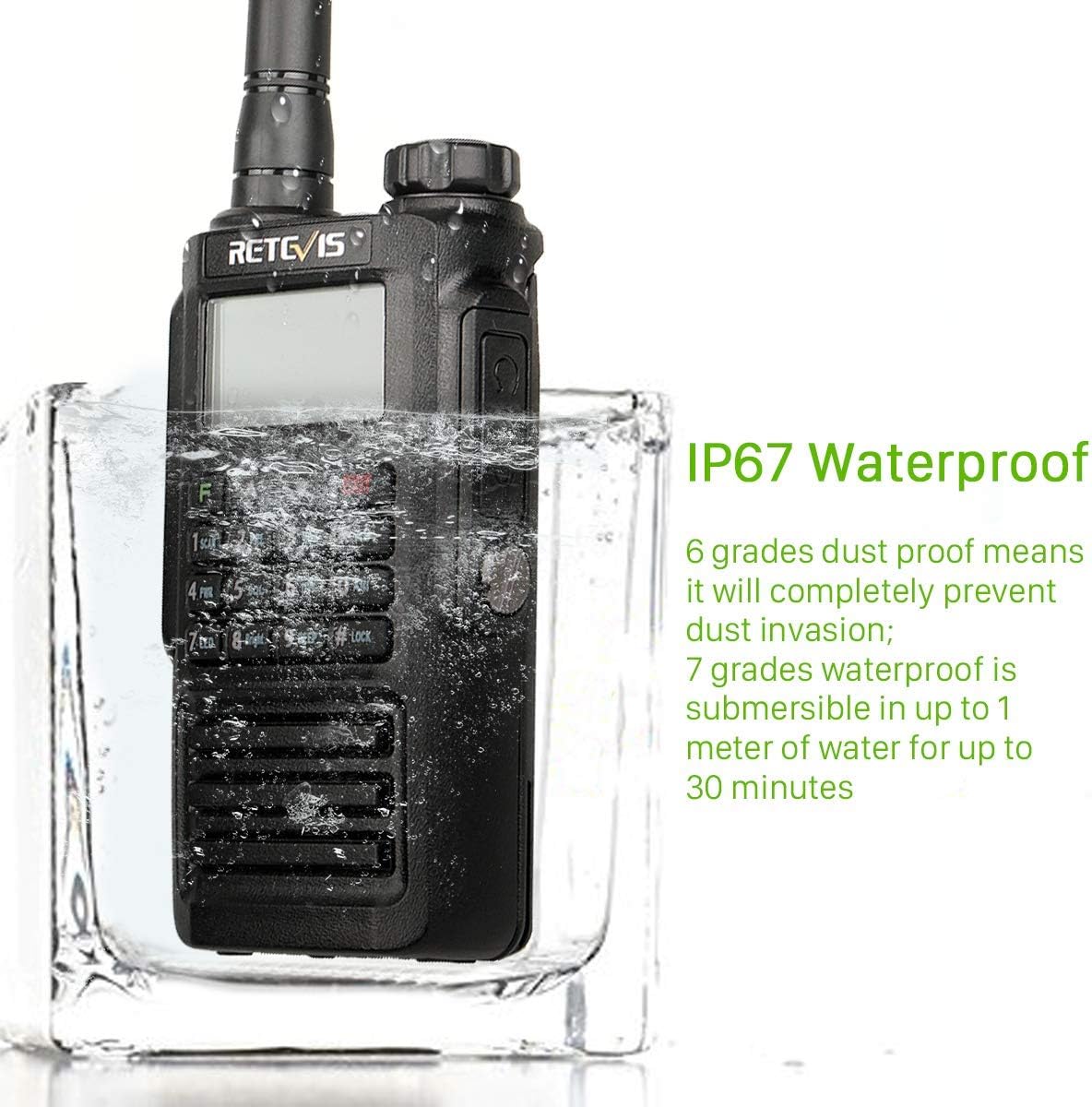 Retevis RT87 Two Way Radio Long Range,High Power IP67 Waterproof Walkie Talkie (6 Pack) with Six-Way Charger, Dual Band 128CH VOX