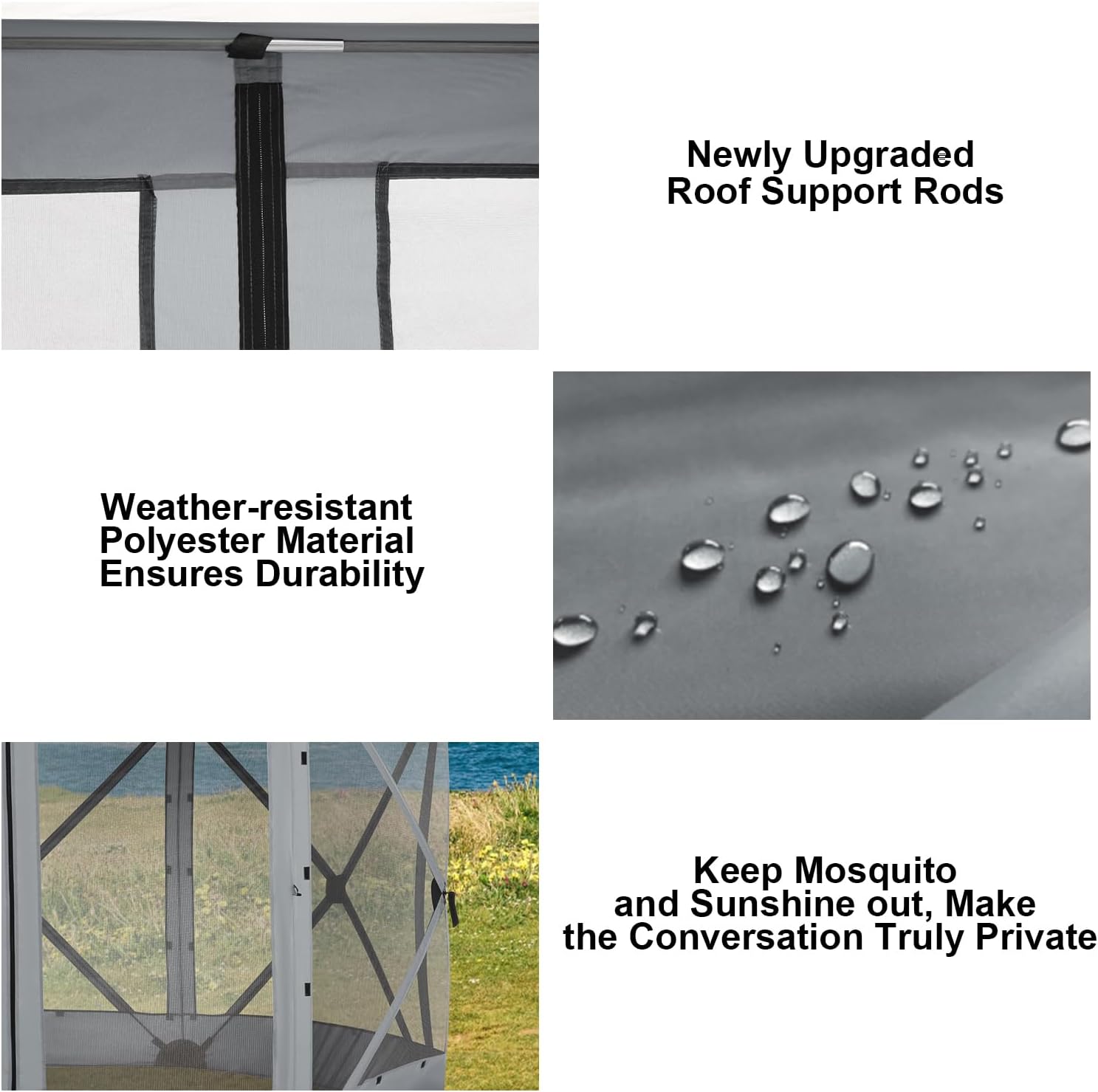 COBIZI Pop up Gazebo Screen Tent Screen House for Camping, 12x12ft Screen Room with Removable Roof, Outdoor Screened gazebo with Sidewalls, Portable Hub Tent with Carrying Bag and Ground Stakes, Grey