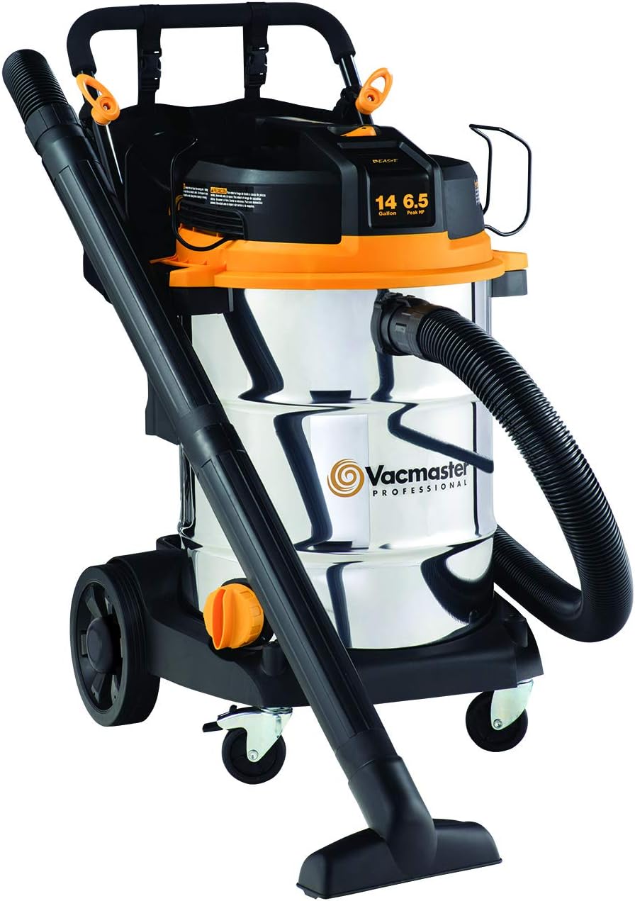 Vacmaster - Beast Professional Series 14 Gal. 6.5 HP Steel Tank Wet/Dry Vac with Cart & Workshop Wet Dry Vacuum Accessories WS25022A Extra Long Wet Dry Vacuum Hose