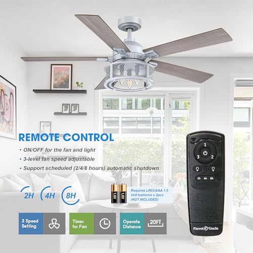 Parrot Uncle Farmhouse Ceiling Fans with Lights and Remote