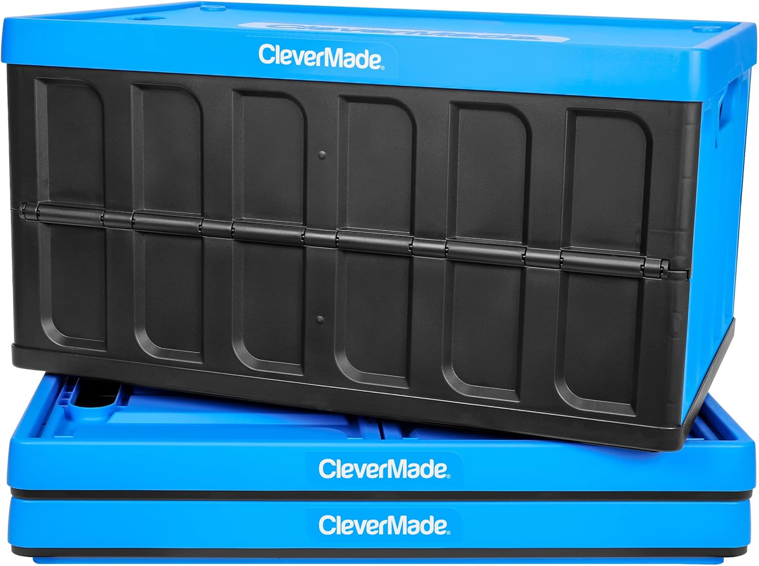 CleverMade 62L Collapsible Storage Bins (3 Pack) + Lids - Foldable Plastic Utility Crates for Organizing