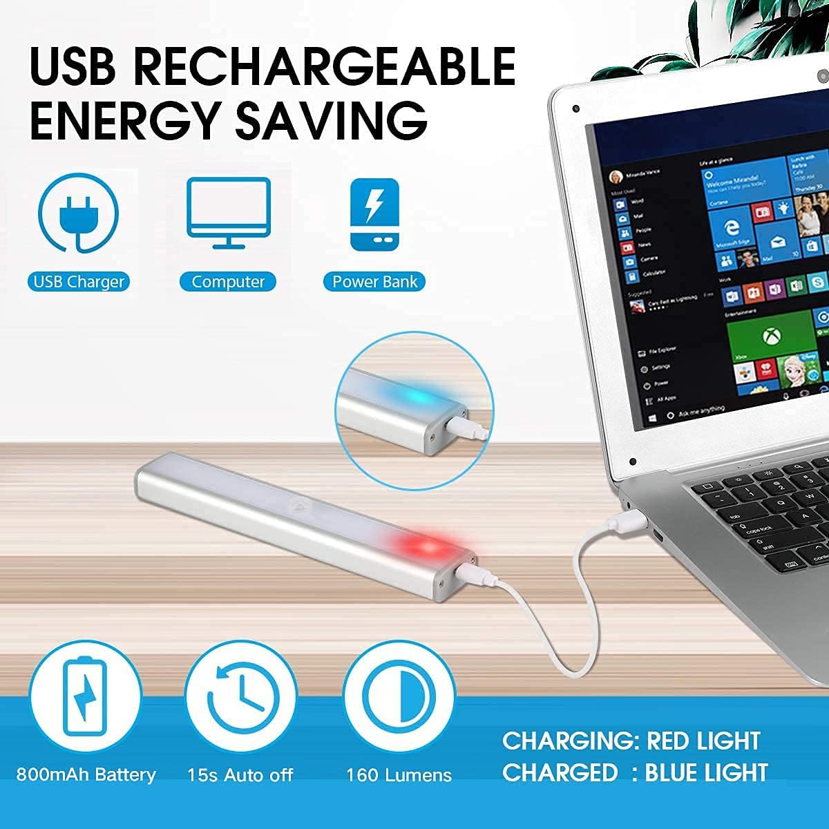 Led Motion Sensor Closet Lights 5 Pack, Wireless Under Cabinet Lighting Rechargeable Under Counter Lights, Homelife Motion Sensor LED Lights, Stick-on Anywhere Night Light Bar for Kitchen Wardrobe