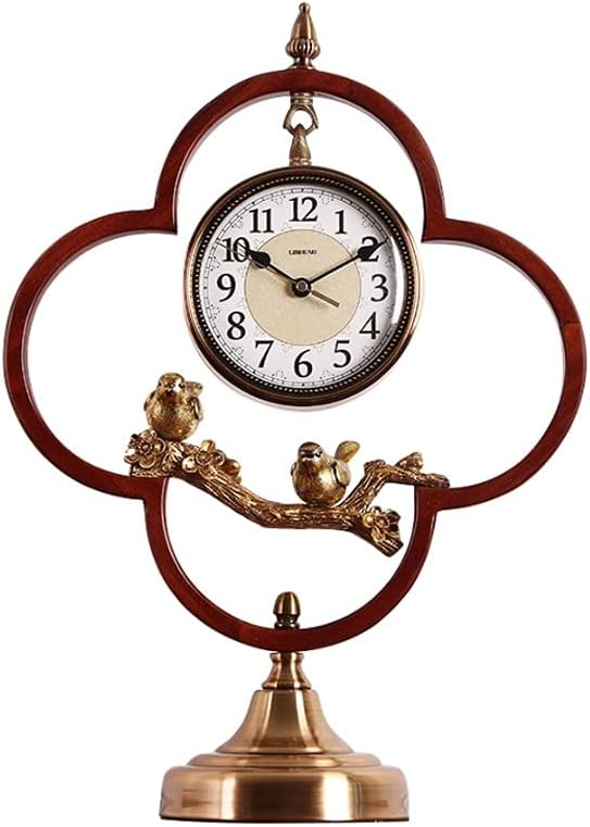 New Chinese Style Desk Clock Living Room Solid Wood Desk Clock European Style Retro Home Decoration Clock Old Fashioned Desk Clock