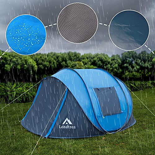 4 Person Easy Pop Up Tent Waterproof Automatic Setup 2 Doors-Instant Family Tents for Camping Hiking & Traveling