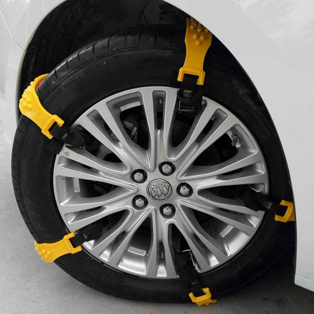 FAVOMOTO 10Pcs Car Snow Chains Anti Slip Tire Chains Portable Emergency Traction Snow Mud Chains for Snowfield Winter Driving Truck Yellow Pack of 2
