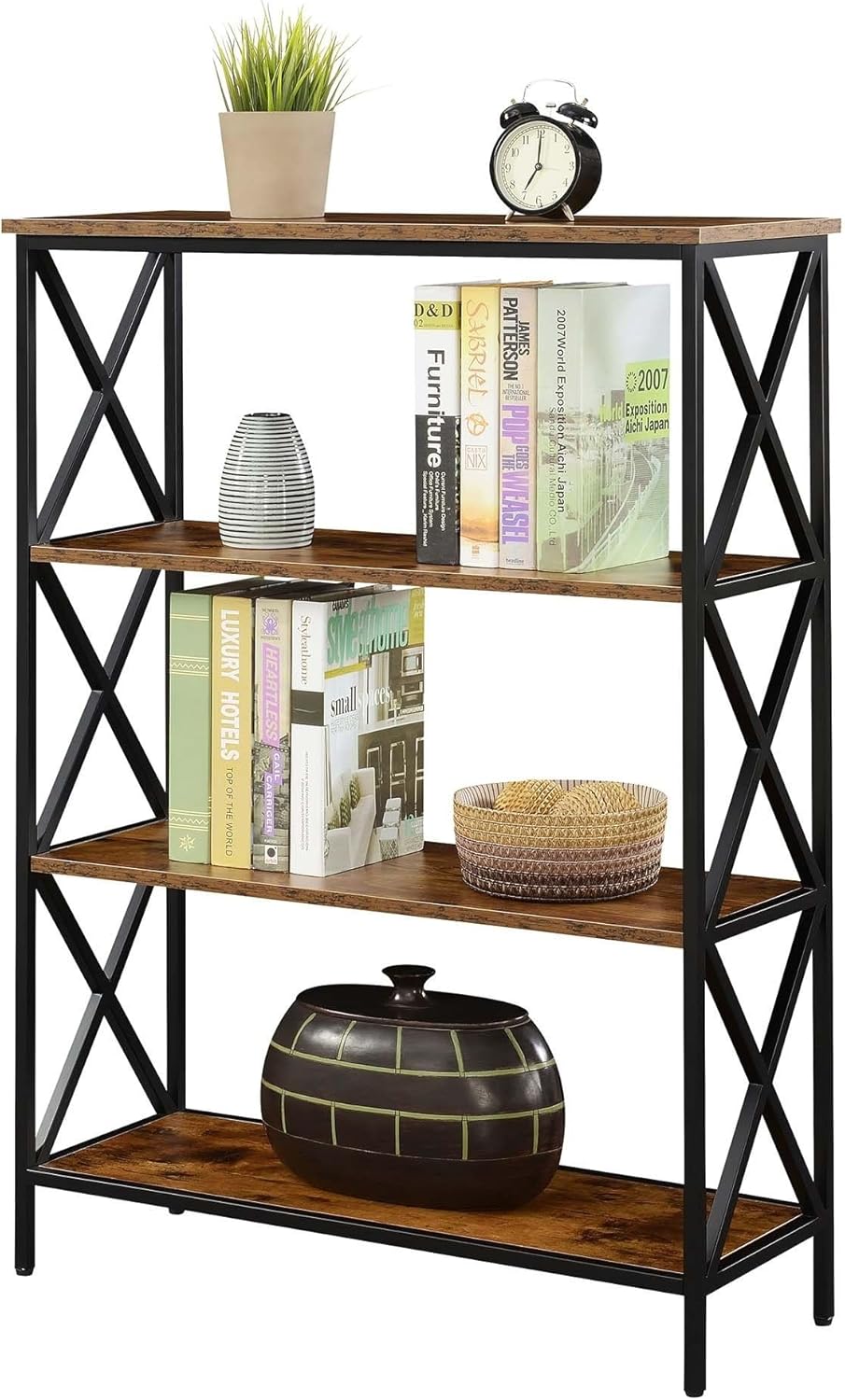 Ergode Tucson 4 Tier Bookcase - Stylish & Functional Home Storage Solution with Open Shelves - Multiple Colors Available