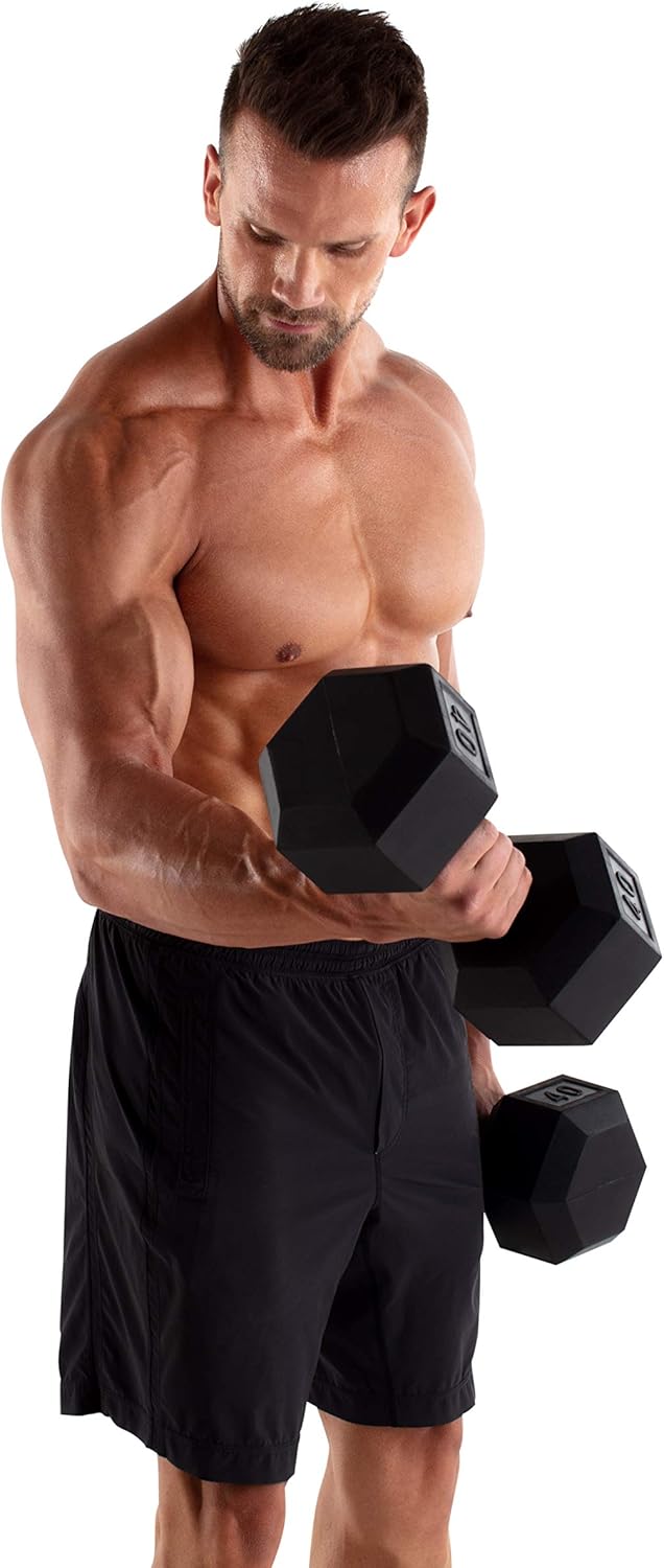 Weider's Rubber Hex Compact Size Dumbbell, Single, 40lbs