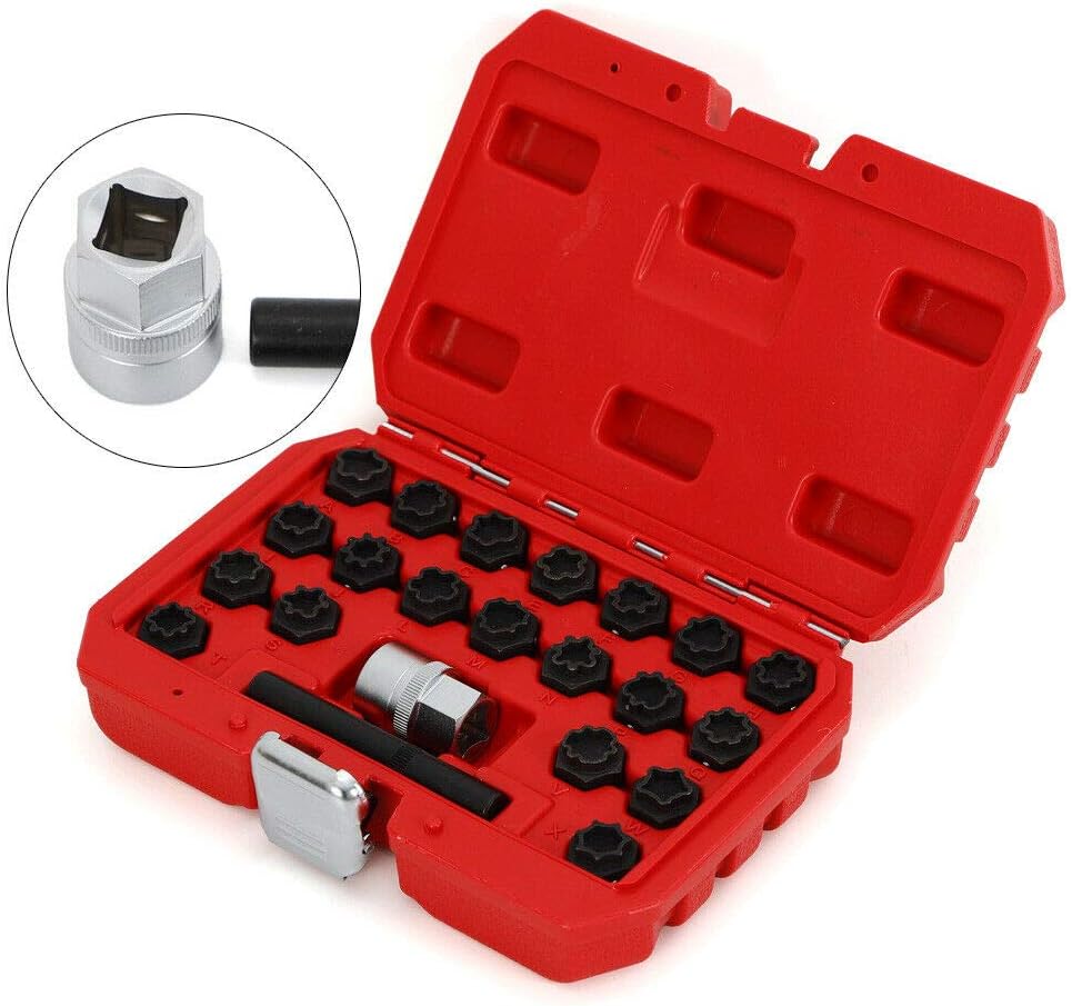 LYNICESHOP Car Wheel Lock - 22Pc Wheel Locking Key Anti-Theft Wheel Rim Lug Nut Master Removal Set - Anti-Theft Removal Tool Pack of 2