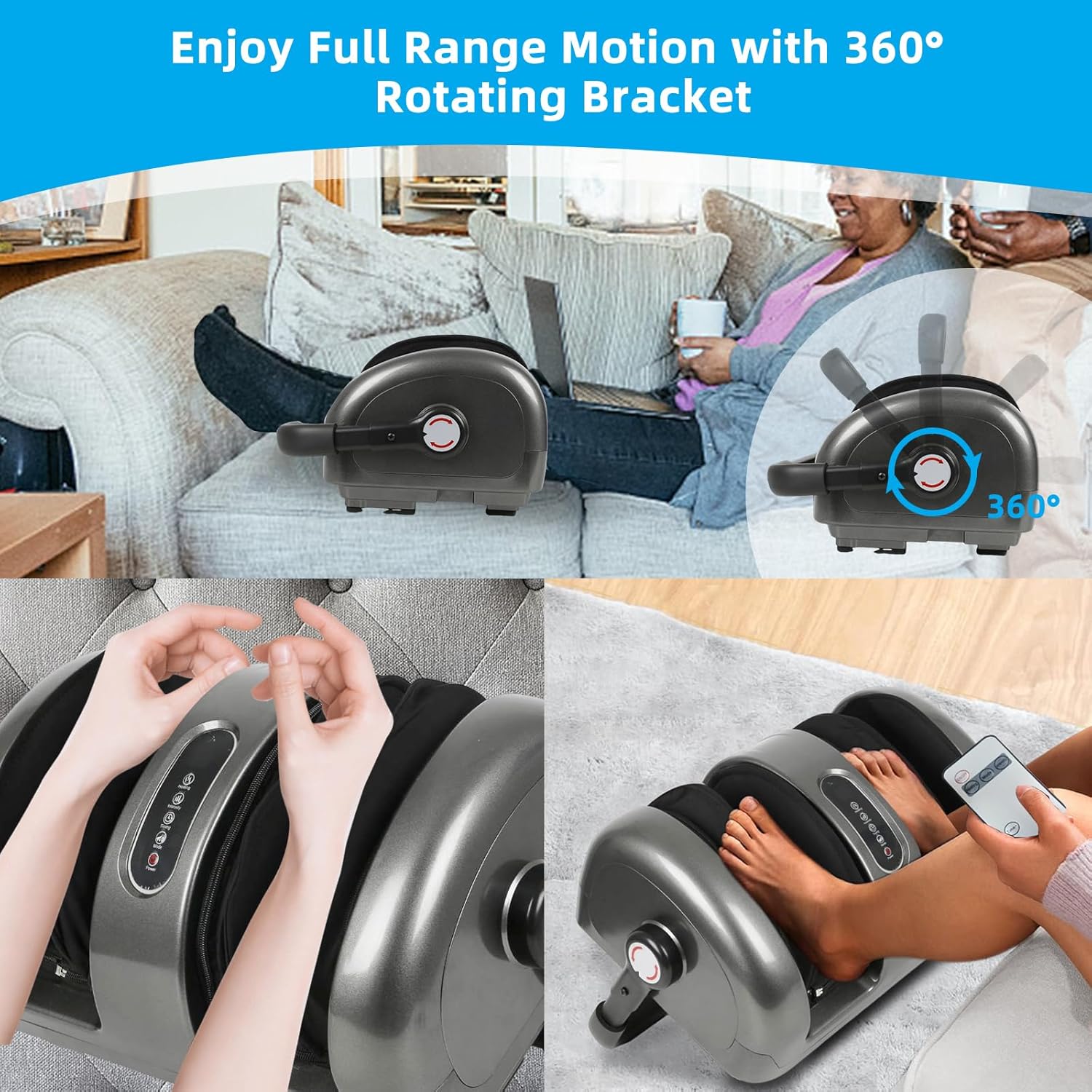 Shiatsu Foot Massager with Heat, Deep Tissue Massage Electric Massage for Feet Calf Arm Muscle Relax, Feet Massager for Circulation and Pain Relief