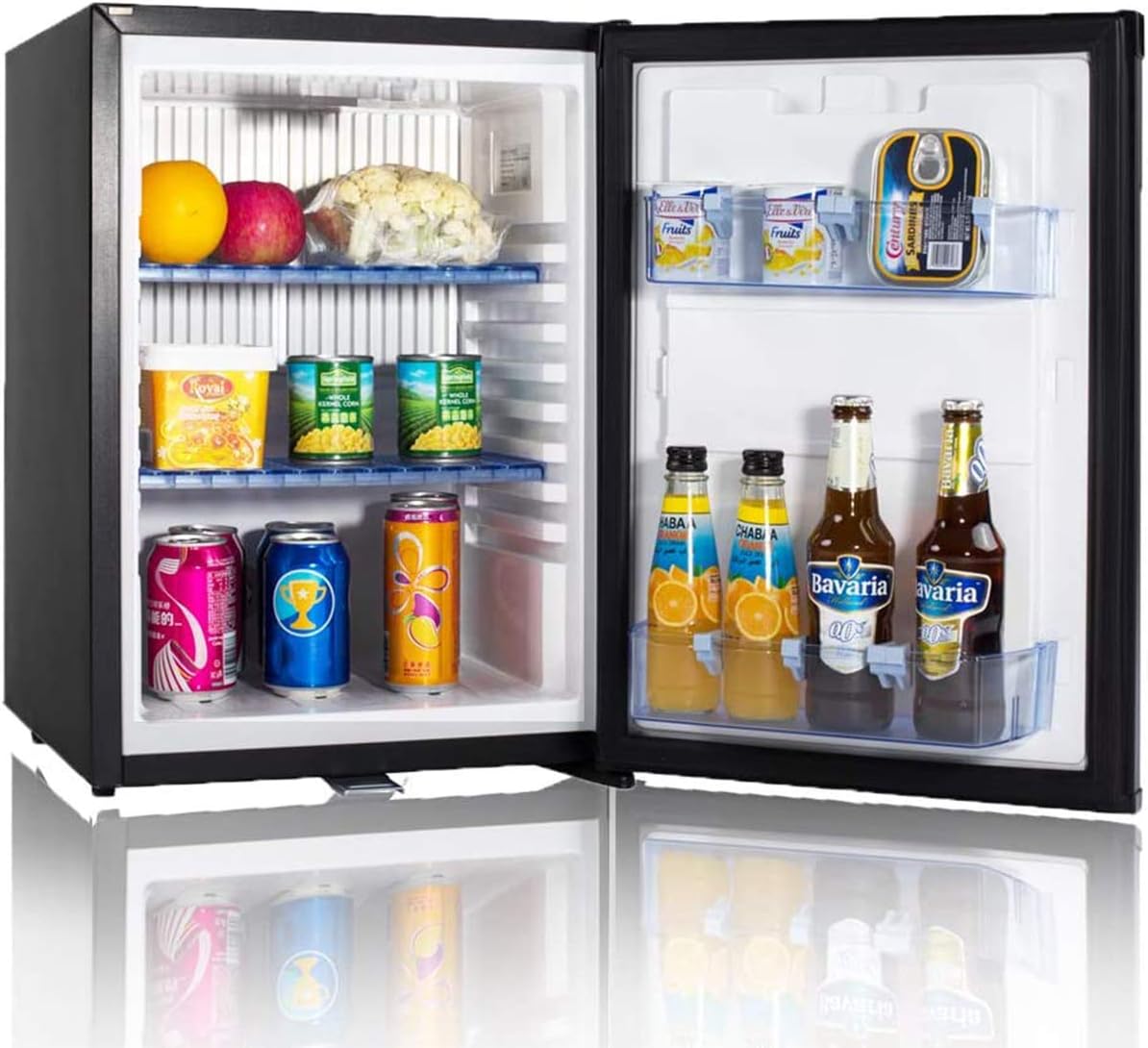 SMETA Mini Fridge No Noise: Absorption Refrigerator 12V/110V Portable for Dorm Office Truck Camper, with Lock, DC AC, 1.0 Cu.Ft, Black