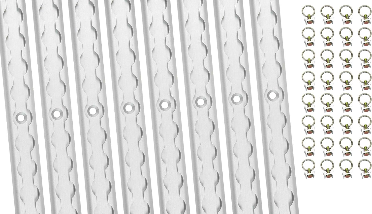 Mytee Products Heavy Duty Aluminum 4ft L-Track (4 Pcs) w/L-Track Stud Stainless Steel Ring (16 Pcs) Tie Down System for Enclosed Trailers and Cargo Vans