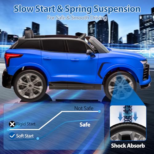 2 Seater Ride On Car for Kids, Licensed Chevrolet 24V 7AH Ride On Toys with Parent Remote Control, Kids Electric Vehicles Battery Powered Cars for Toddlers, Spring Suspension, LED Lights