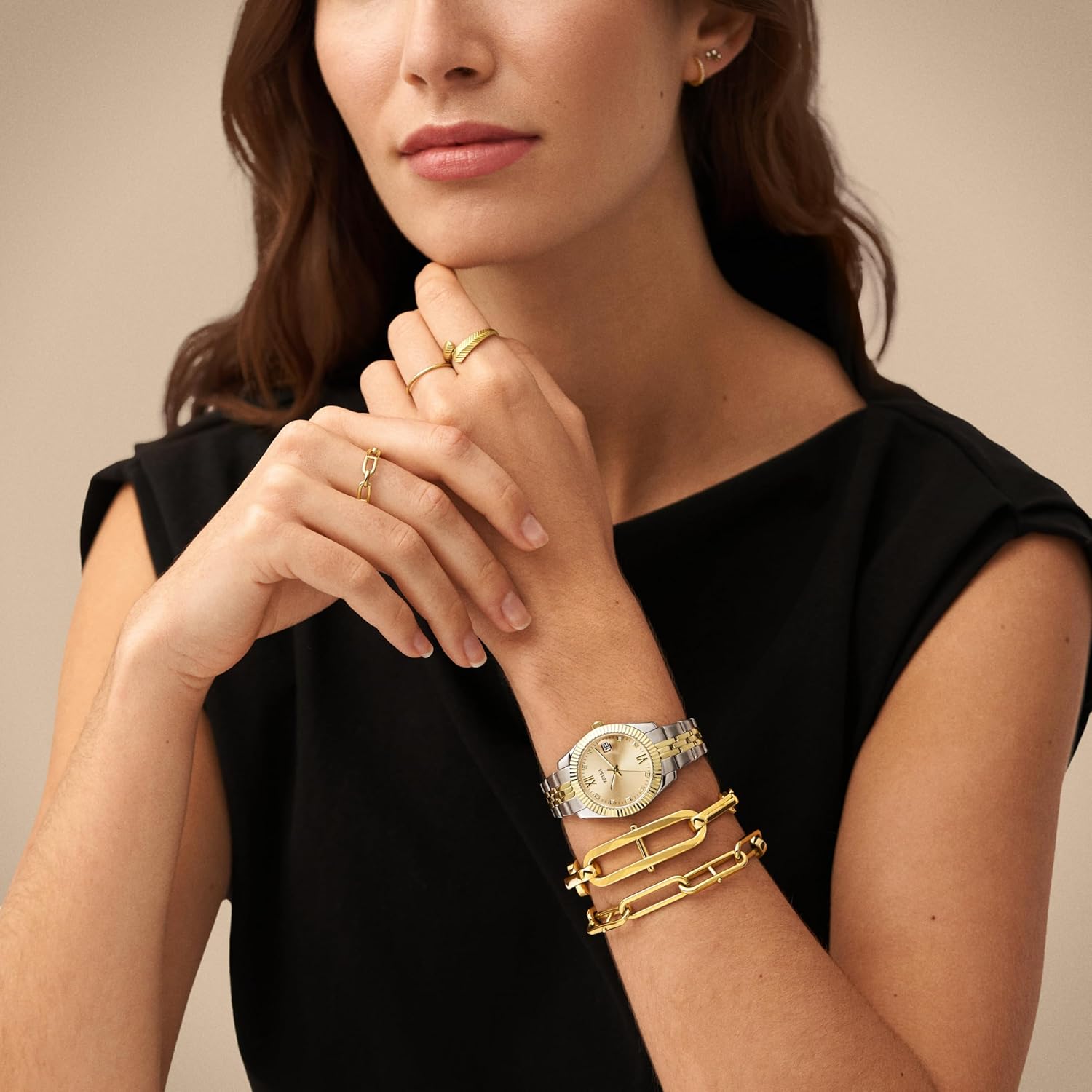 Fossil Women's Scarlette Mini Quartz Stainless Steel Three-Hand Watch, Color: Gold/Silver (Model: ES4949)