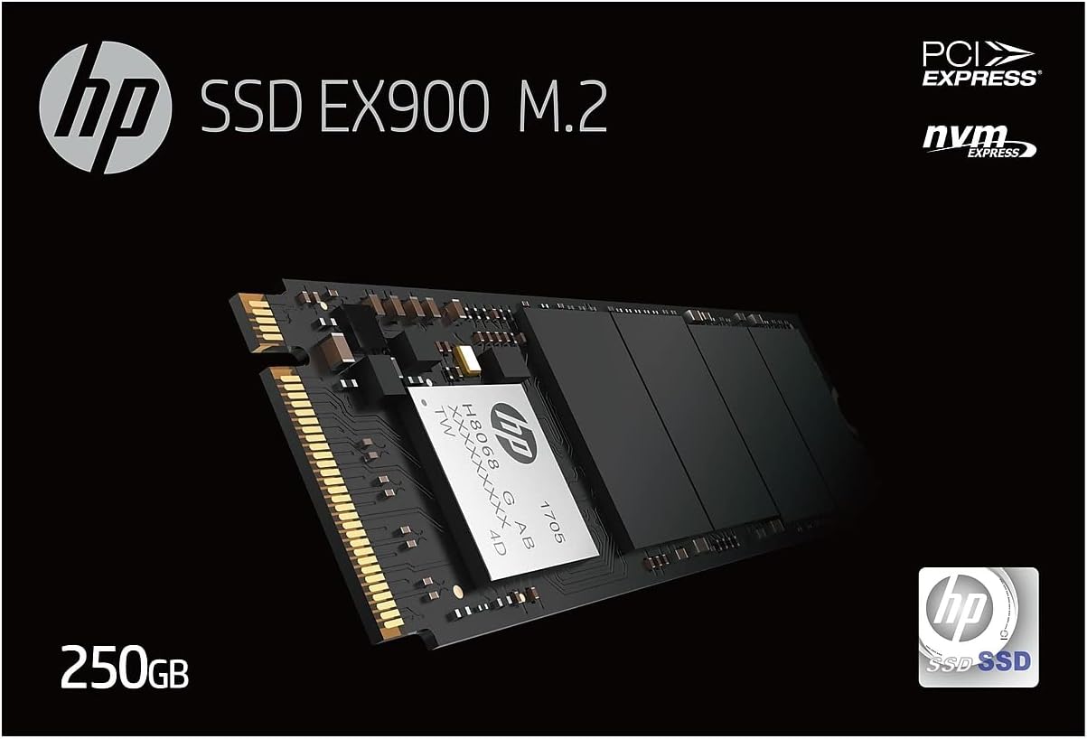 HP EX900 M.2 500GB PCIe 3.0 X4 Nvme 3D TLC NAND Internal Solid State Drive (SSD) - 2Yy44Aa#ABC Pack of 2