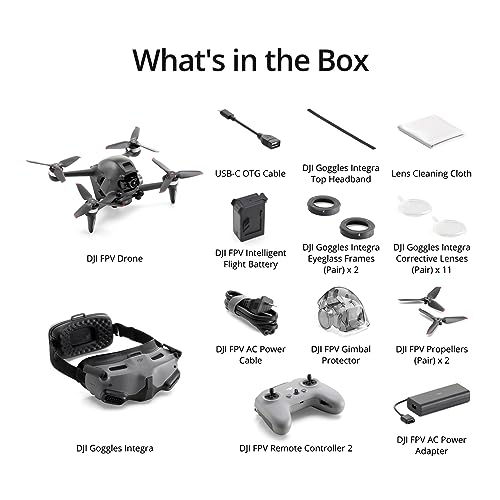 DJI FPV Explorer Combo (Goggles Integra), FPV Drone with Camera for Immersive Flight Experience, 4K/60fps, 10km HD Low-Latency Video Transmission, Emergency Brake and Hover, FAA Remote ID Compliant (Renewed)