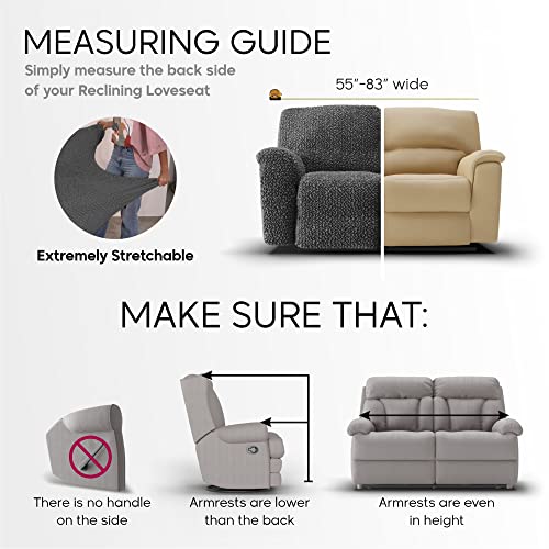 PAULATO BY GA.I.CO. Recliner Sofa Cover - Reclining Couch Slipcover - Soft Polyester Fabric Slipcover - 1-Piece Form Fit Stretch Furniture Protector - Mille Righe Collection - Blue (Couch Cover)