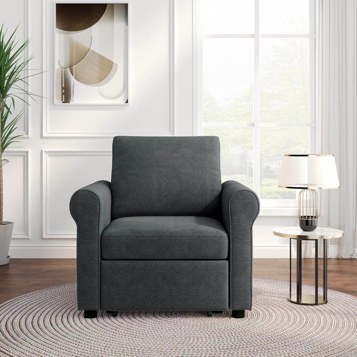 3-in-1 Sofa Bed Chair, Convertible Sleeper Chair Bed,Adjust Backrest Into a Sofa,Lounger Chair,Single Bed,Modern Chair Bed Sleeper for Adults,deep Blue(Old sku:WF301161AAD)
