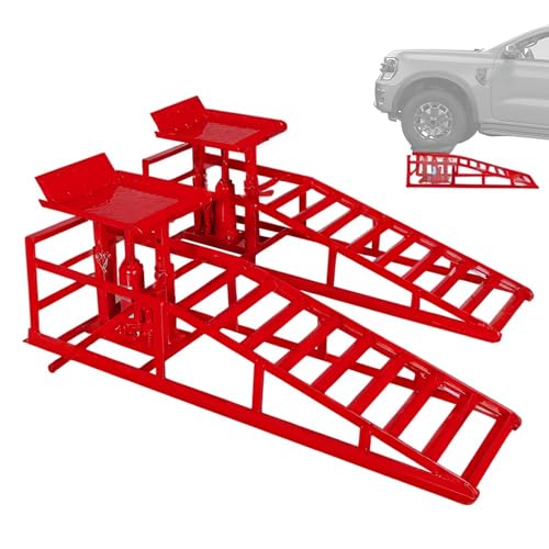 2 Pack Hydraulic Car Ramps, 11050LBS 5T Car Ramp High Lift 9"-14.2", Heavy Duty Steel Car Lift Ramp, Automotive Truck Service Ramps for Oil Changes Support Jack for Maintenance, Black